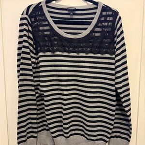 Torrid Black and Gray Lace Accent Sweater